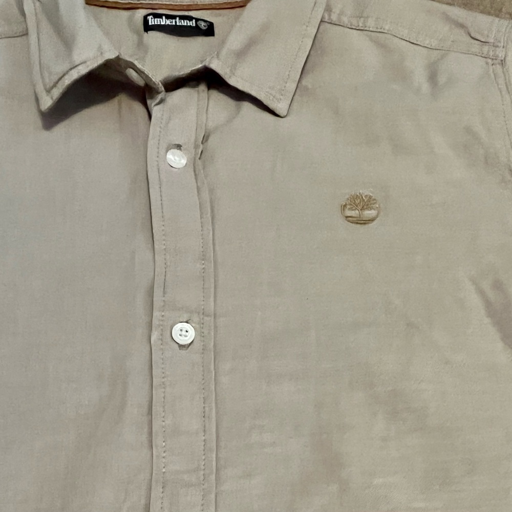 Timberland button down short sleeve khaki size 14-16
